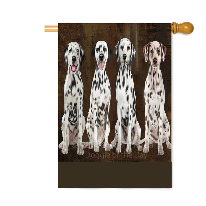 Personalized Rustic 4 Dalmatian Dogs Custom House Flag FLG64423