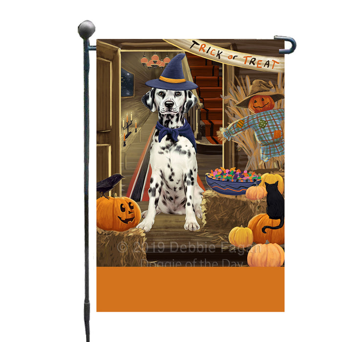 Personalized Enter at Own Risk Trick or Treat Halloween Dalmatian Dog Custom Garden Flags GFLG-DOTD-A59571