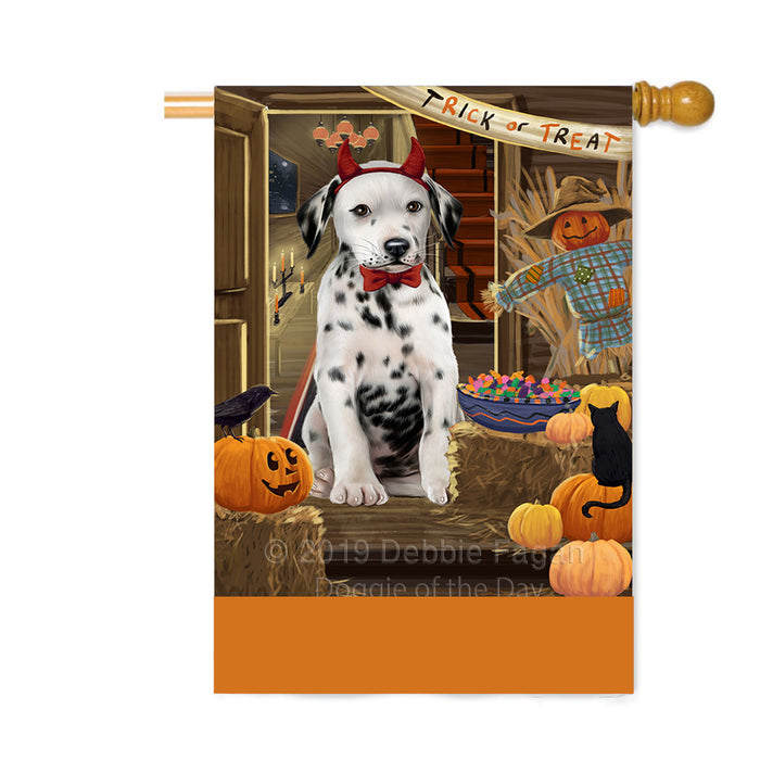 Personalized Enter at Own Risk Trick or Treat Halloween Dalmatian Dog Custom House Flag FLG-DOTD-A59629