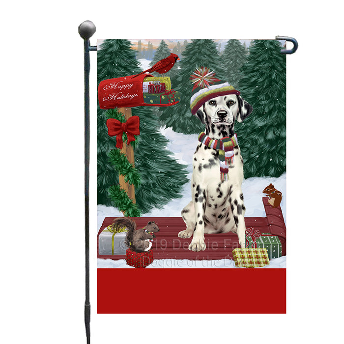 Personalized Merry Christmas Woodland Sled  Dalmatian Dog Custom Garden Flags GFLG-DOTD-A61579
