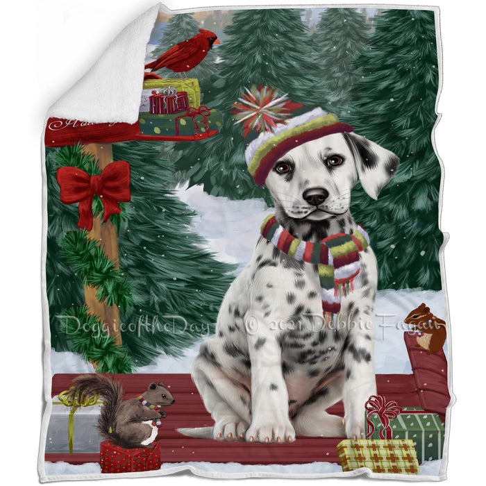 Merry Christmas Woodland Sled Dalmatian Dog Blanket BLNKT113736