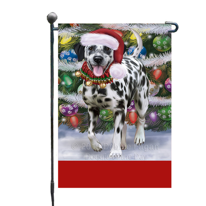 Personalized Trotting in the Snow Dalmatian Dog Custom Garden Flags GFLG-DOTD-A60716