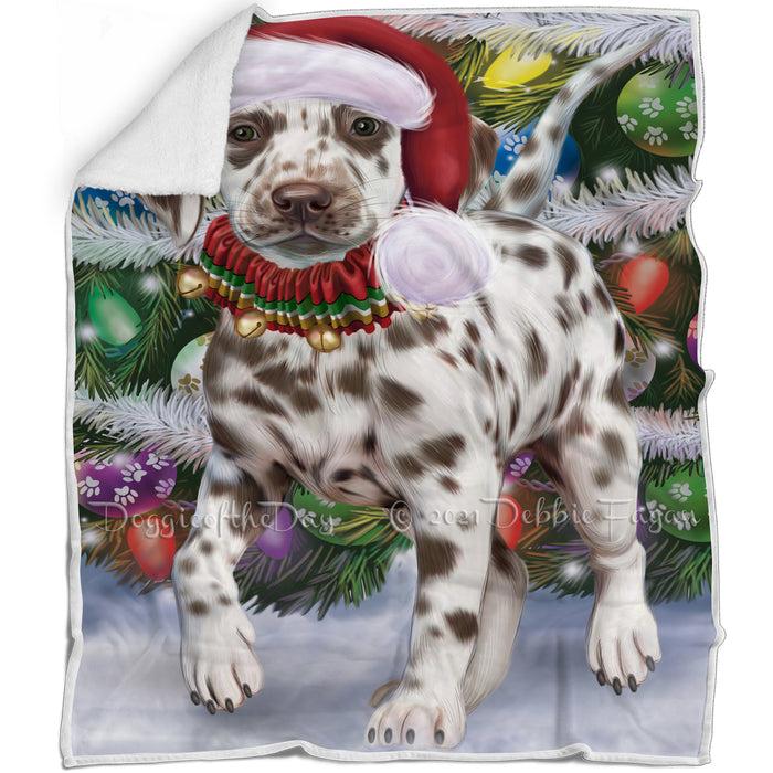 Trotting in the Snow Dalmatian Dog Blanket BLNKT142785
