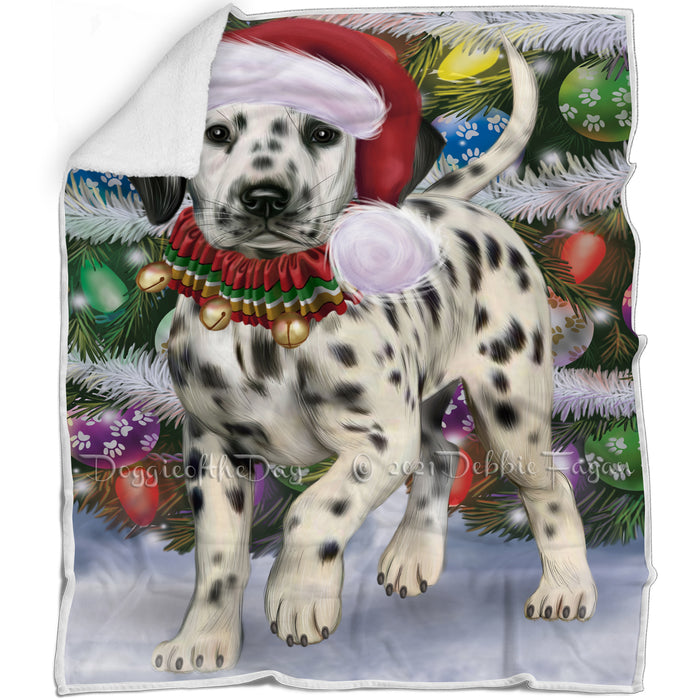 Trotting in the Snow Dalmatian Dog Blanket BLNKT142786