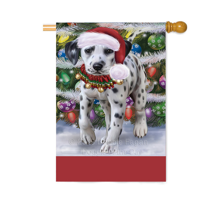 Personalized Trotting in the Snow Dalmatian Dog Custom House Flag FLG-DOTD-A60773