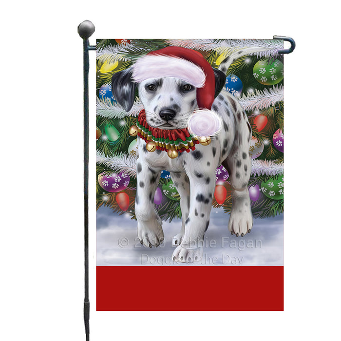 Personalized Trotting in the Snow Dalmatian Dog Custom Garden Flags GFLG-DOTD-A60717