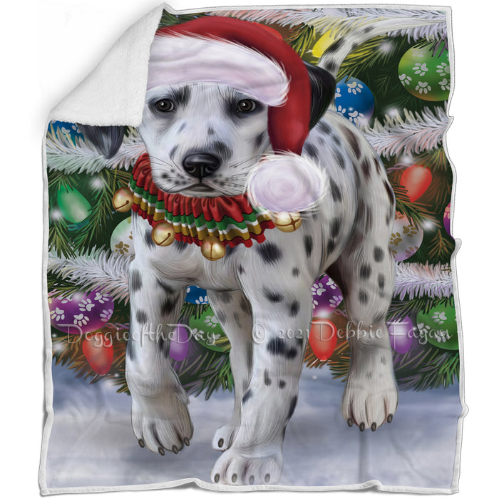 Trotting in the Snow Dalmatian Dog Blanket BLNKT142787
