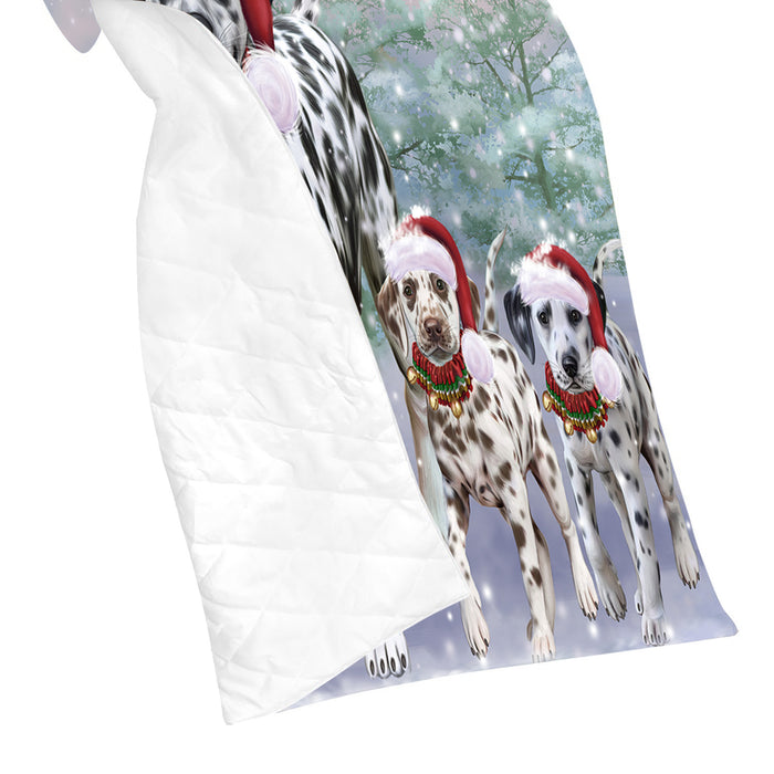 Christmas Running Fammily Dalmatian Dogs Quilt