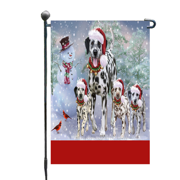 Personalized Christmas Running Family Dalmatian Dogs Custom Garden Flags GFLG-DOTD-A60330