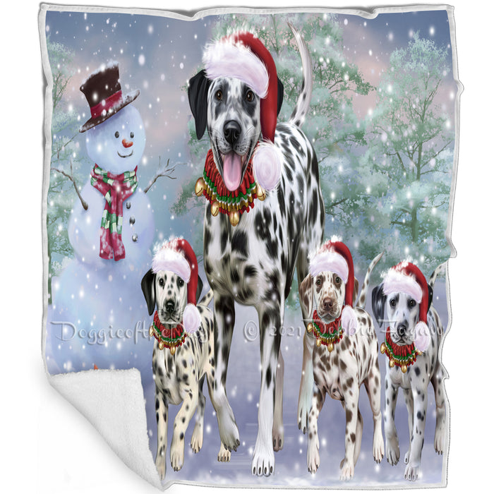 Christmas Running Family Dalmatian Dogs Blanket BLNKT134472