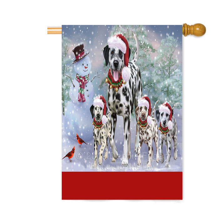Personalized Christmas Running Family Dalmatian Dogs Custom House Flag FLG-DOTD-A60386