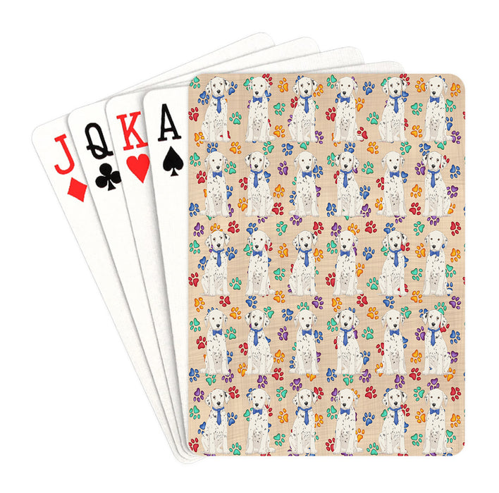 Rainbow Paw Print Dalmatian Dogs Blue Playing Card Decks