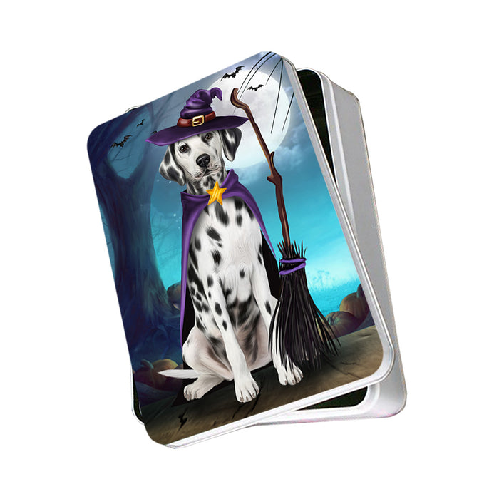 Happy Halloween Trick or Treat Dalmatian Dog Witch Photo Storage Tin PITN52562