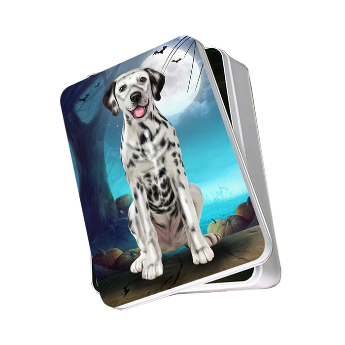 Happy Halloween Trick or Treat Dalmatian Dog Skeleton Photo Storage Tin PITN52543