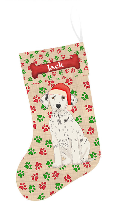 Pet Name Personalized Christmas Paw Print Dalmatian Dogs Stocking