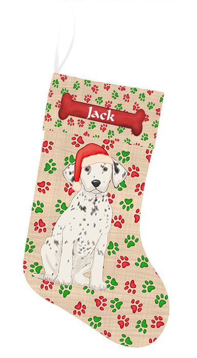 Pet Name Personalized Christmas Paw Print Dalmatian Dogs Stocking