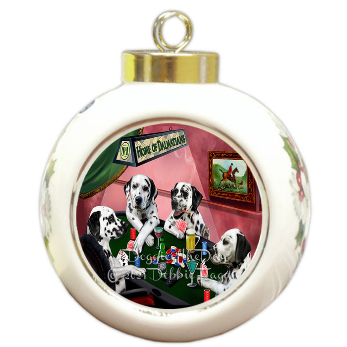 Home of Poker Playing Dalmatian Dogs Round Ball Christmas Ornament Pet Decorative Hanging Ornaments for Christmas X-mas Tree Decorations - 3" Round Ceramic Ornament
