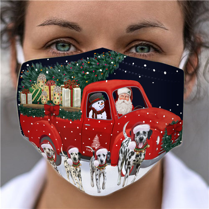 Christmas Express Delivery Red Truck Running Dalmatian Dogs Face Mask FM49863