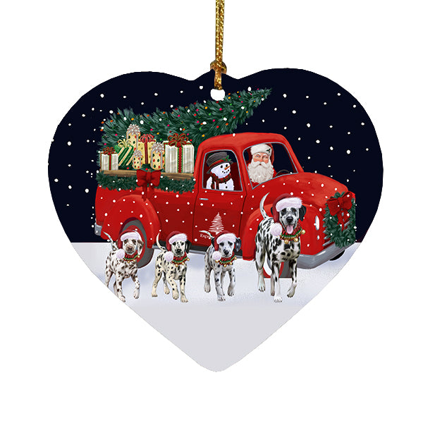 Christmas Express Delivery Red Truck Running Dalmatian Dogs Heart Christmas Ornament RFPOR58086
