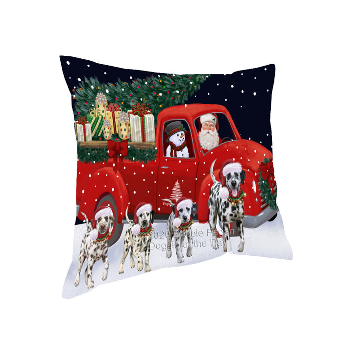 Christmas Express Delivery Red Truck Running Dalmatian Dogs Pillow PIL86060