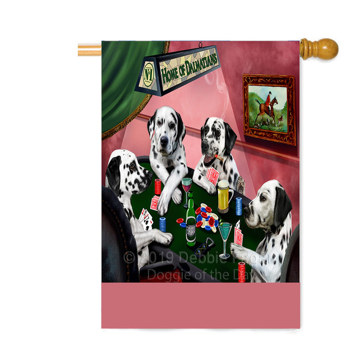 Personalized Home of Dalmatian Dogs Four Dogs Playing Poker Custom House Flag FLG-DOTD-A60320