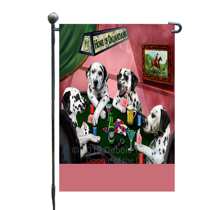 Personalized Home of Dalmatian Dogs Four Dogs Playing Poker Custom Garden Flags GFLG-DOTD-A60264