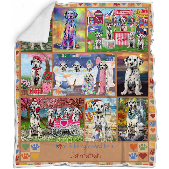 Love is Being Owned Dalmatian Dog Beige Blanket BLNKT137406
