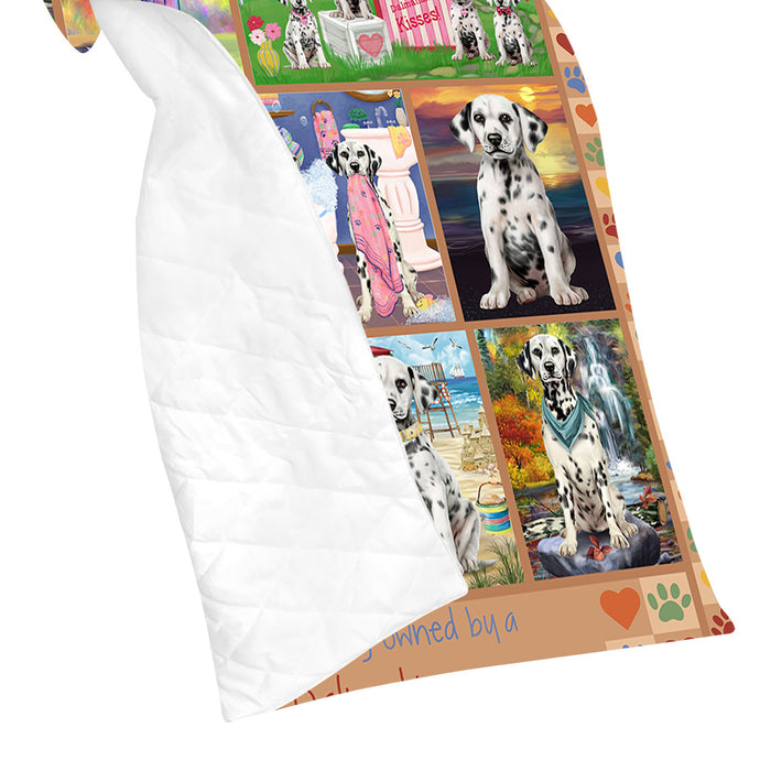 Love is Being Owned Dalmatian Dog Beige Quilt