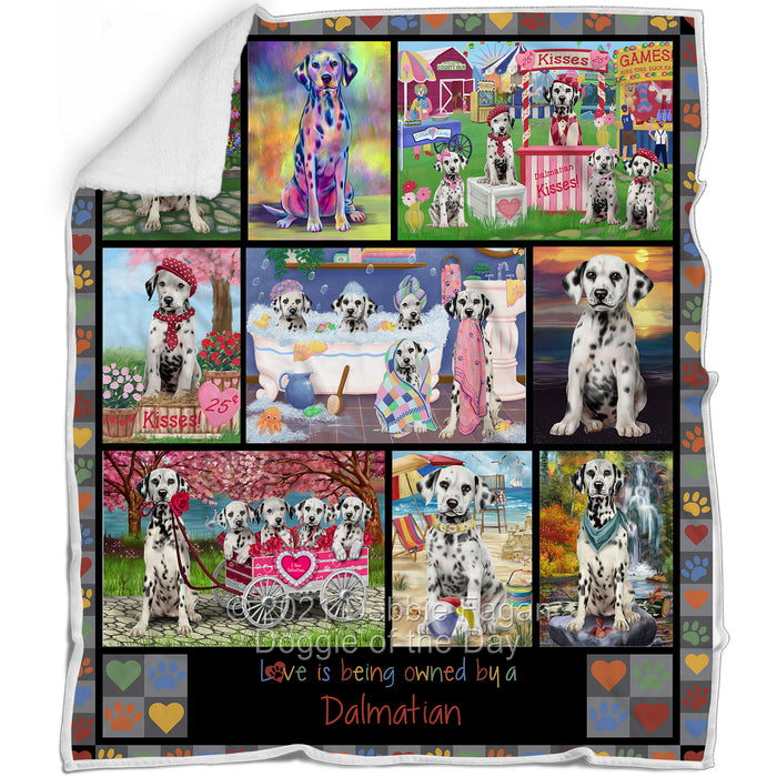 Love is Being Owned Dalmatian Dog Grey Blanket BLNKT137415