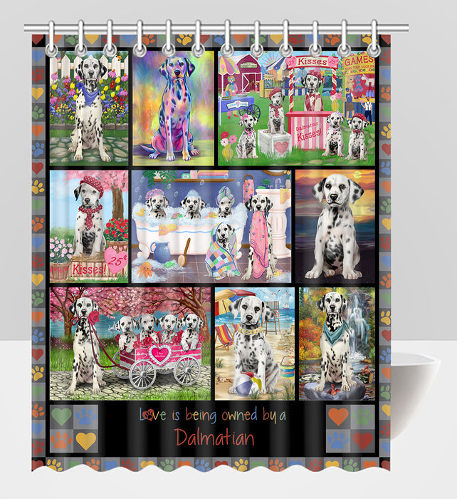 Love is Being Owned Dalmatian Dog Grey Shower Curtain