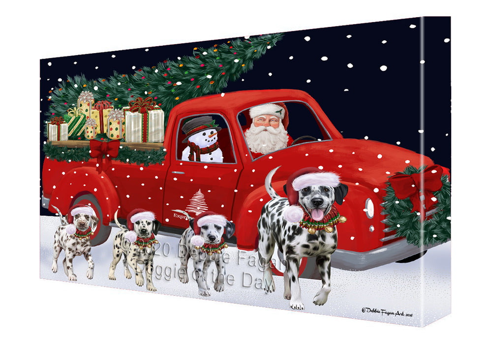 Christmas Express Delivery Red Truck Running Dalmatian Dogs Canvas Print Wall Art Décor CVS146033