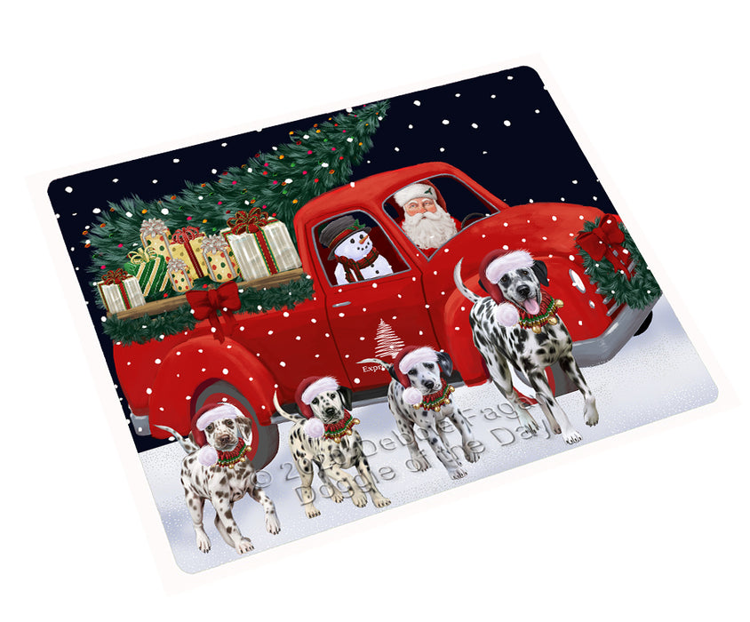 Christmas Express Delivery Red Truck Running Dalmatian Dogs Cutting Board - Easy Grip Non-Slip Dishwasher Safe Chopping Board Vegetables C77785