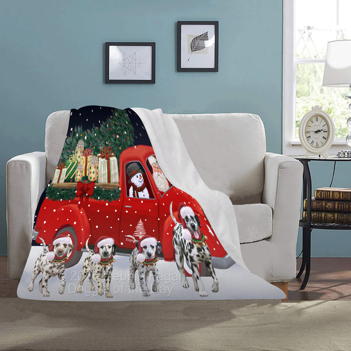 Christmas Express Delivery Red Truck Running Dalmatian Dogs Blanket BLNKT141788