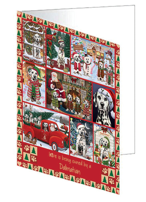 Love is Being Owned Christmas Dalmatian Dogs Handmade Artwork Assorted Pets Greeting Cards and Note Cards with Envelopes for All Occasions and Holiday Seasons GCD78893