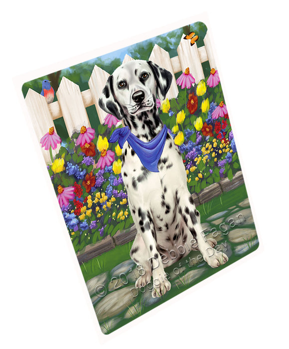 Spring Floral Dalmatian Dog Tempered Cutting Board C53469