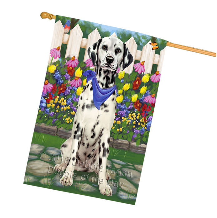 Spring Floral Dalmatian Dog House Flag FLG49832
