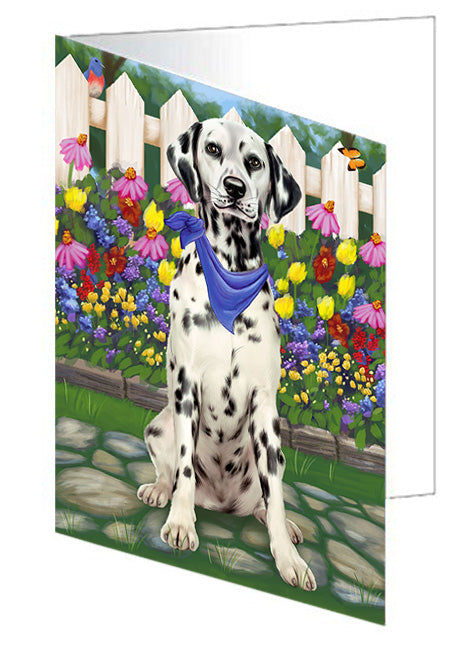 Spring Floral Dalmatian Dog Handmade Artwork Assorted Pets Greeting Cards and Note Cards with Envelopes for All Occasions and Holiday Seasons GCD53630