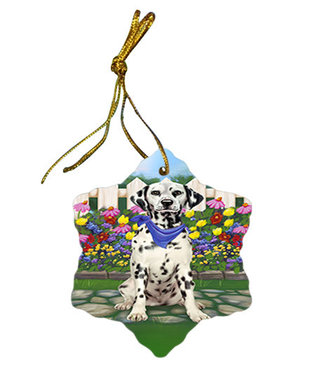 Spring Floral Dalmatian Dog Star Porcelain Ornament SPOR49859