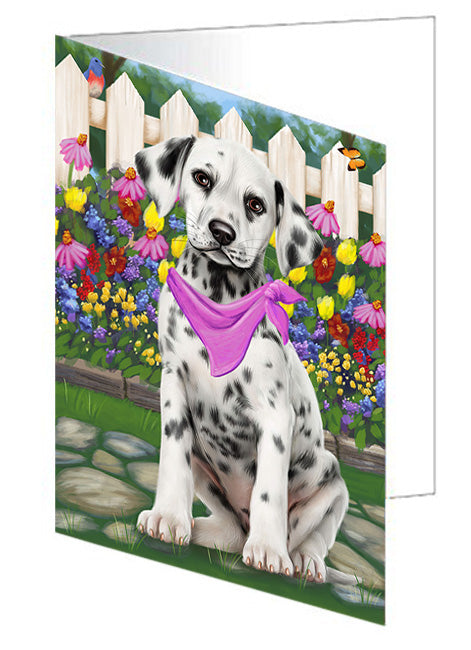 Spring Floral Dalmatian Dog Handmade Artwork Assorted Pets Greeting Cards and Note Cards with Envelopes for All Occasions and Holiday Seasons GCD53636