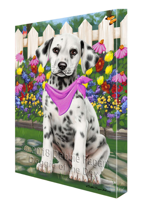 Spring Floral Dalmatian Dog Canvas Wall Art CVS64573
