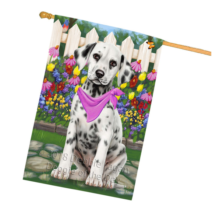 Spring Floral Dalmatian Dog House Flag FLG49834