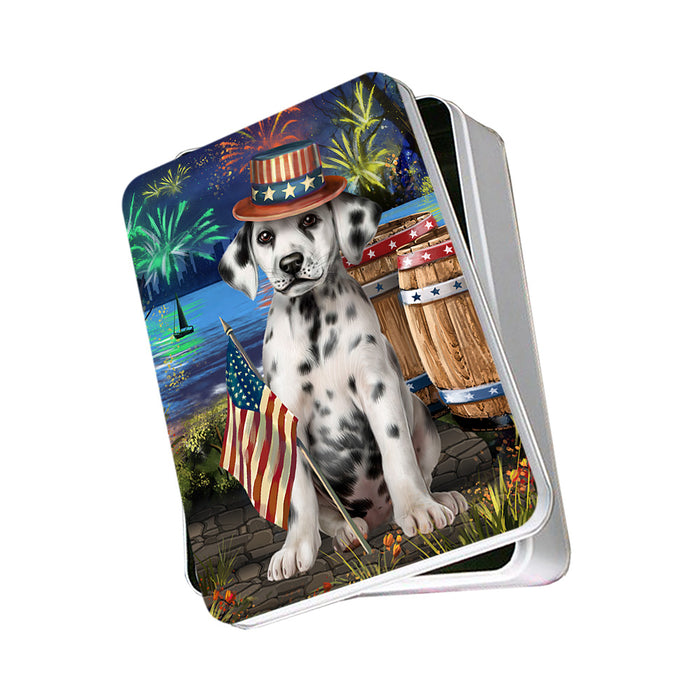 4th of July Independence Day Fireworks Dalmatian Dog at the Lake Photo Storage Tin PITN50969
