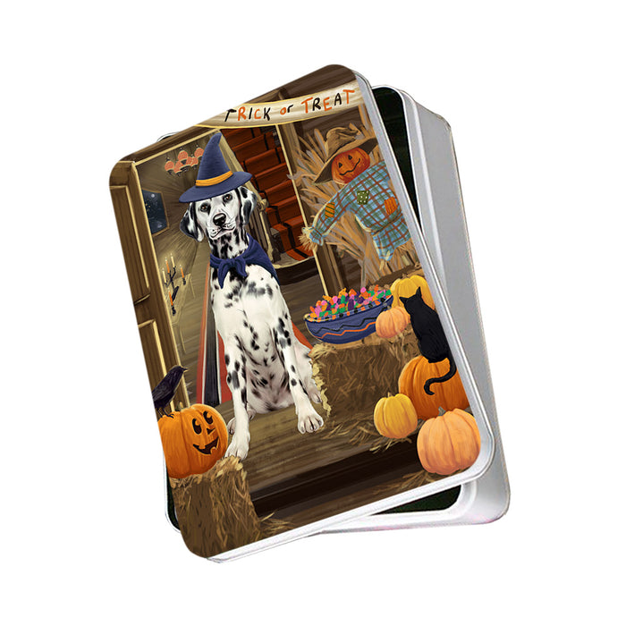 Enter at Own Risk Trick or Treat Halloween Dalmatian Dog Photo Storage Tin PITN53109