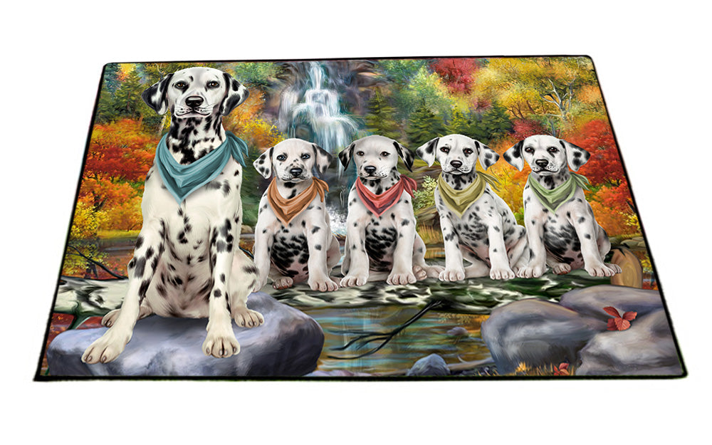 Scenic Waterfall Dalmatians Dog Floormat FLMS51357