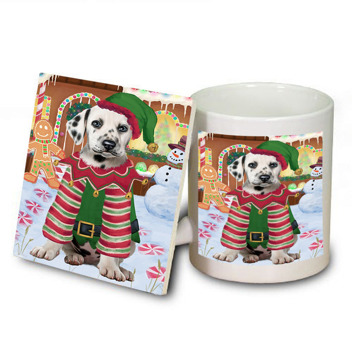 Christmas Gingerbread House Candyfest Dalmatian Dog Mug and Coaster Set MUC56314