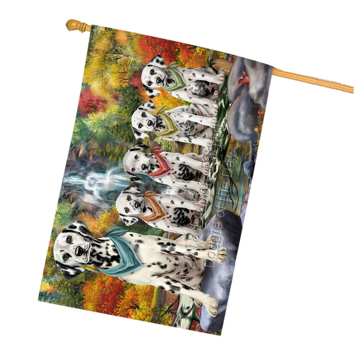 Scenic Waterfall Dalmatians Dog House Flag FLG52005