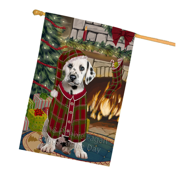 The Stocking was Hung Dalmatian Dog House Flag FLG55725