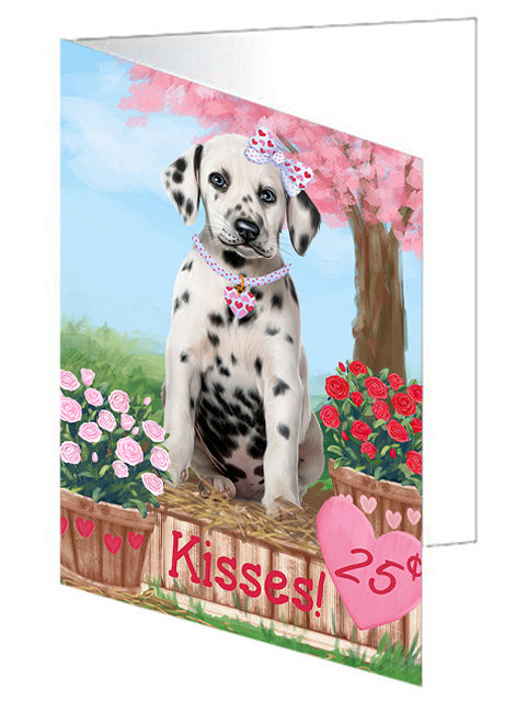 Rosie 25 Cent Kisses Dalmatian Dog Handmade Artwork Assorted Pets Greeting Cards and Note Cards with Envelopes for All Occasions and Holiday Seasons GCD72086