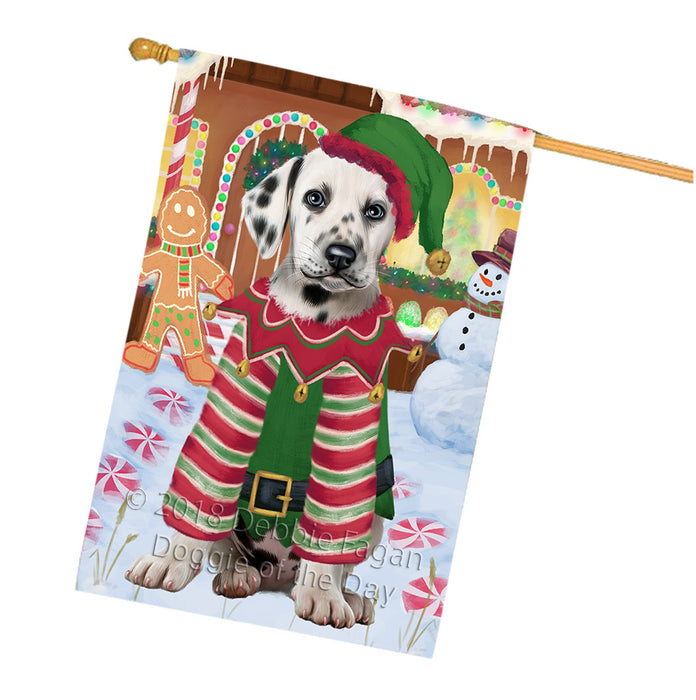 Christmas Gingerbread House Candyfest Dalmatian Dog House Flag FLG57006