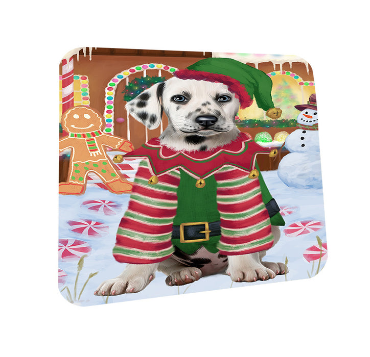 Christmas Gingerbread House Candyfest Dalmatian Dog Coasters Set of 4 CST56280